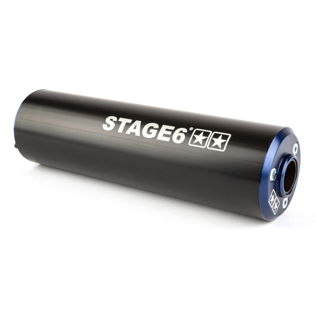 Silenciador Stage6 50-80cc lado izquierdo - Azul/Negro