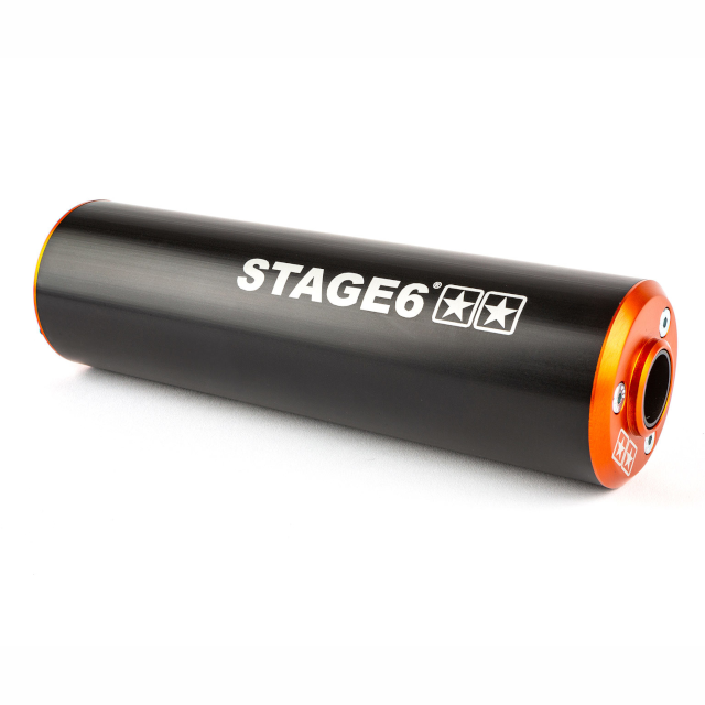 Silenciador Stage6 50-80cc lado izquierdo - Naranja/Negro