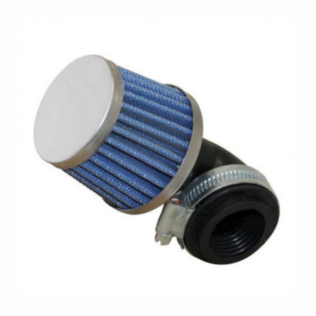 Filtro de aire Allpro tipo K&N codo 90º pequeño Ø28-35mm cromado