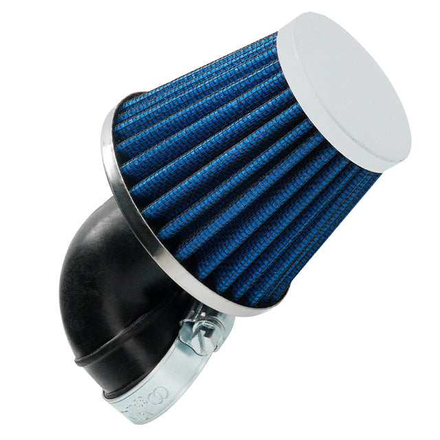 Filtro de aire Allpro tipo K&N codo 90º Ø28-35mm cromado