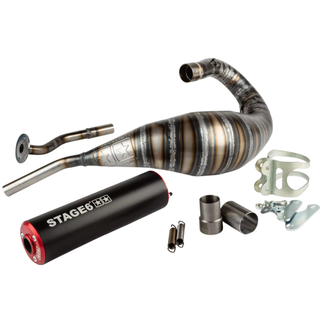 Escape Stage6 80 - 90cc por arriba HM-Moto / Vent / Beta RR- Silenciador Rojo / Negro