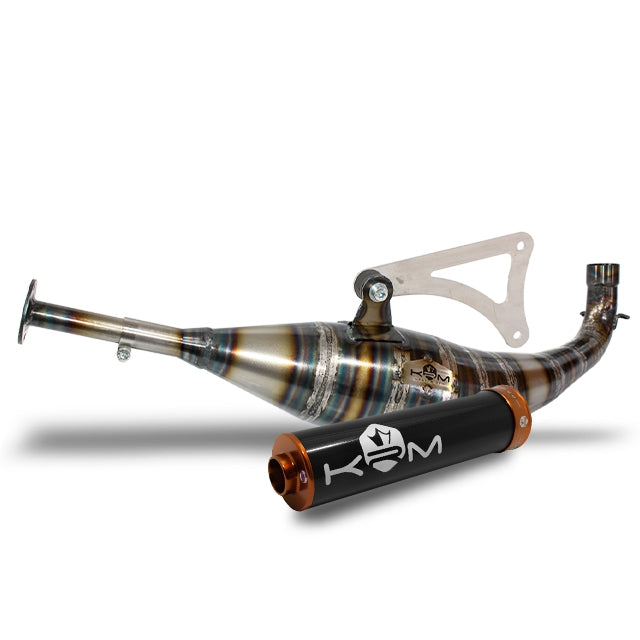 Escape Minarelli horizontal 90-100cc KRM - Silenciador Negro/Naranja
