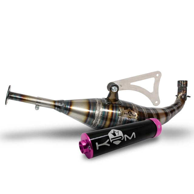 Escape Minarelli horizontal 90-100cc KRM - Silenciador Negro/Rosa