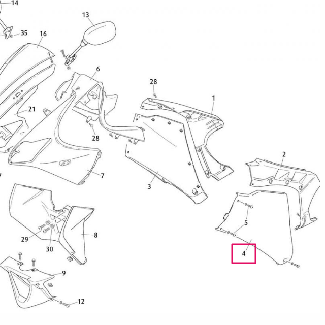 Carenado lateral izquierdo Rieju RS3-Pro 2010 - Blanco