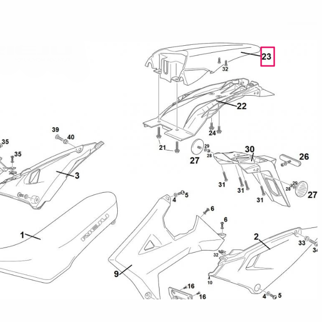 Guardabarros trasero Rieju 50 MRT 2022 - Negro