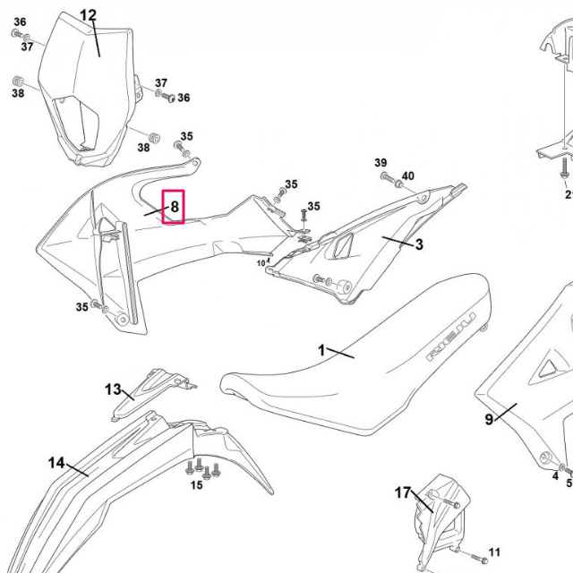 Tapa de radiador derecha Rieju 50 MRT 2022 - Rojo