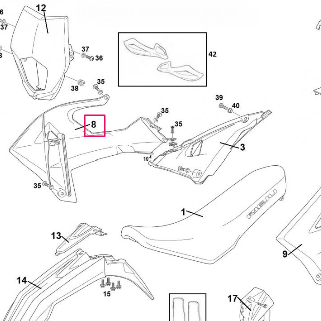 Tapa de radiador derecha Rieju 50 MRT Pro Trophy 2022 - Blanco