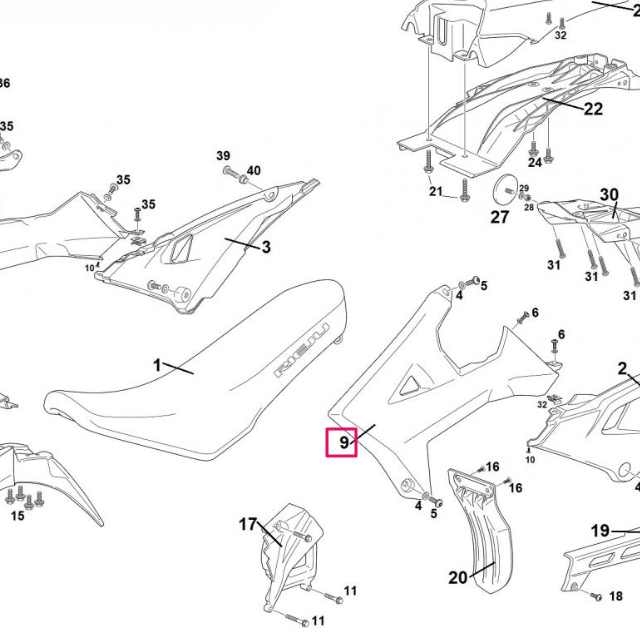 Tapa de radiador izquierda Rieju 50 MRT 2022 - Rojo