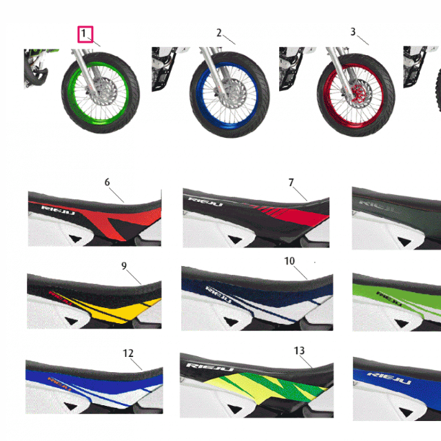 Rueda trasera 17" completa sin neumático Rieju 50 MRT / 125 Marathon - Verde