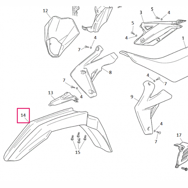 Guardabarros delantero Rieju MRT 50 / Marathon 125 - Blanco