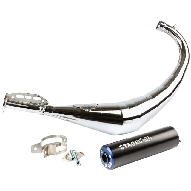 Escape Stage6 Streetrace Cromado Derbi / Minarelli AM6 - Silenciador Negro/Azul