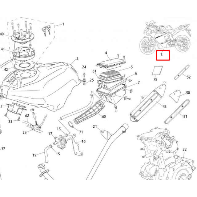 Juego de adhesivos Rieju 50-125 RS3 - Blanco Pro