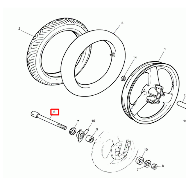 Eje rueda delantera Rieju RS1 50cc