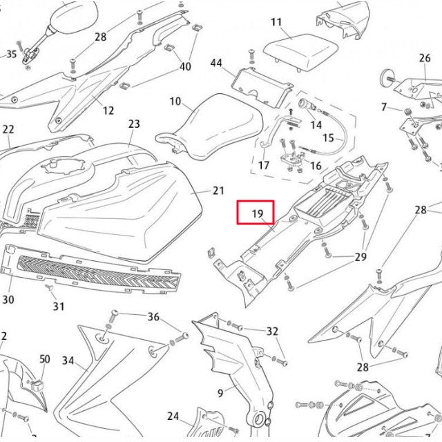 Tapa inferior subchasis Rieju 50-125 RS3 - Negro