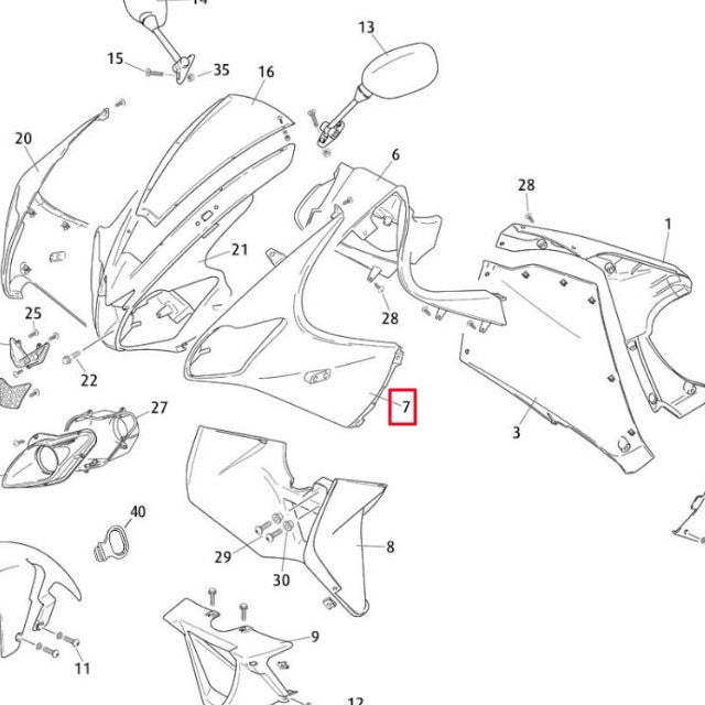 Carenado izquierdo faro Rieju 50-125 RS3 - Blanco