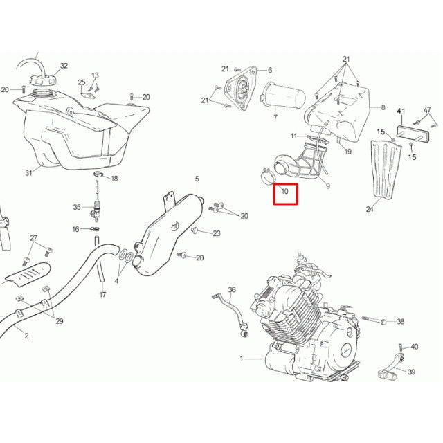 Abrazadera carburador a filtro de aire Rieju MRX / SMX / Tango 125
