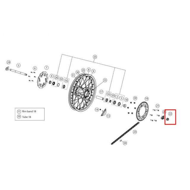 Tuerca eje rueda trasera Rieju EC 15-200-250-300