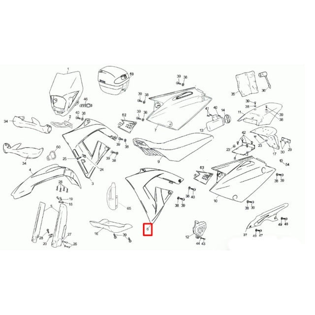 Tapa de radiador izquierda Rieju 50 MRX - Amarilla