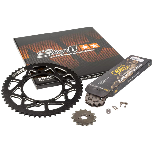 Kit cadena y corona aluminio CNC 13x53 420 Derbi Senda X -Treme Stage6 - Negro 