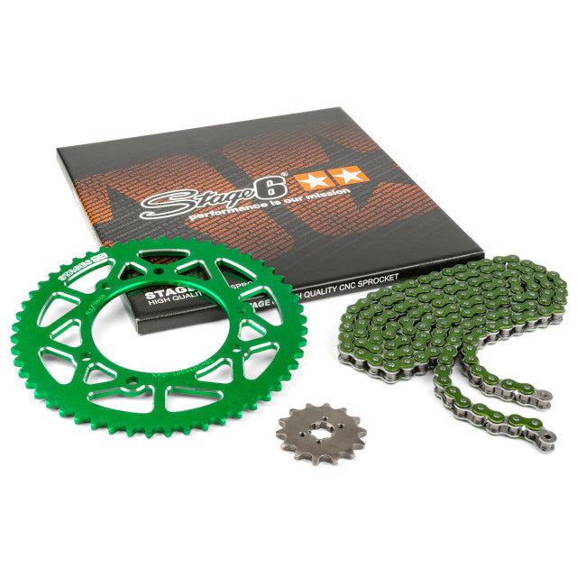 Kit cadena y corona aluminio CNC 14x53 420 Derbi Senda X -Treme Stage6 - Verde 