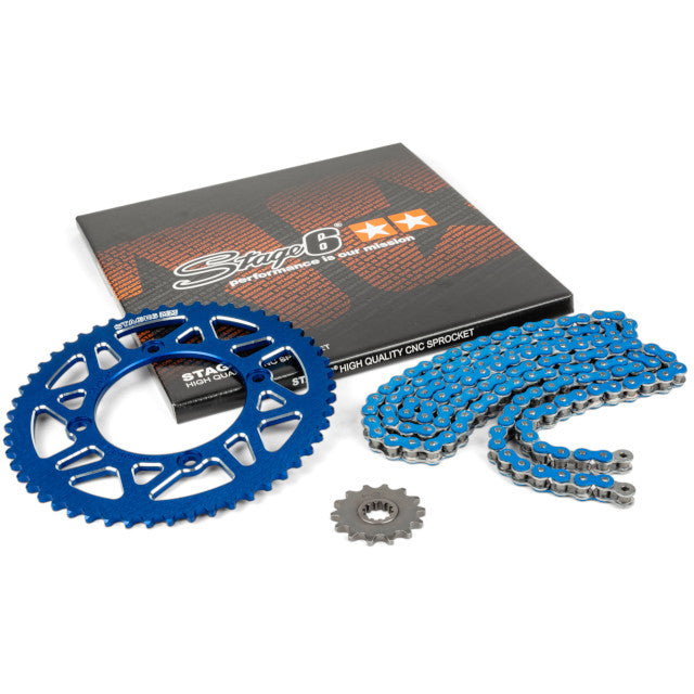 Kit cadena y corona aluminio CNC 13x53 420 Beta RR 50 Stage6 - Azul 