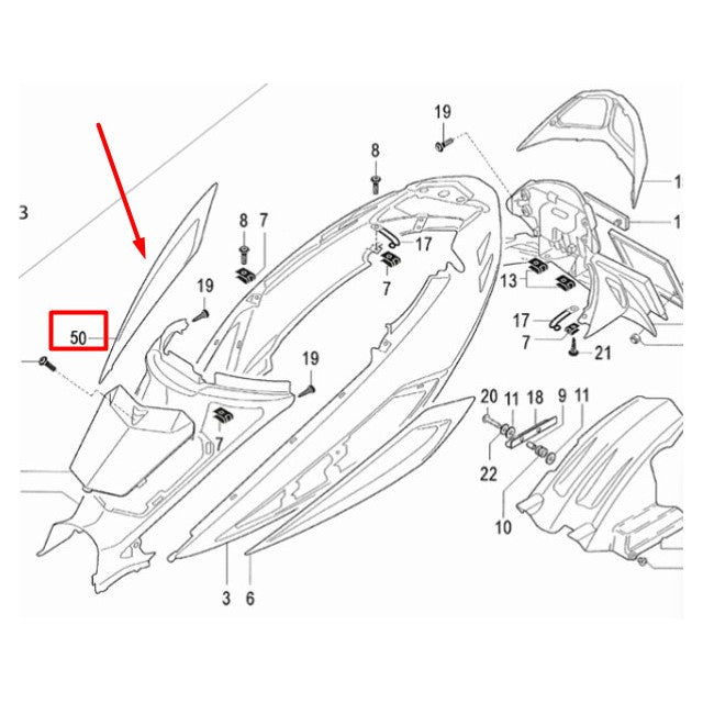 Toma de aire lateral trasera derecha Rieju RS Sport / Blast Urban - negra