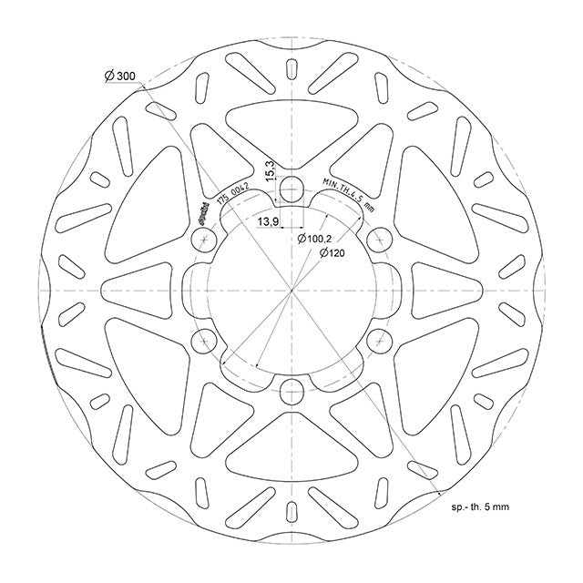Disco de freno delantero Piaggio Beverly 300/350 d.300mm Polini