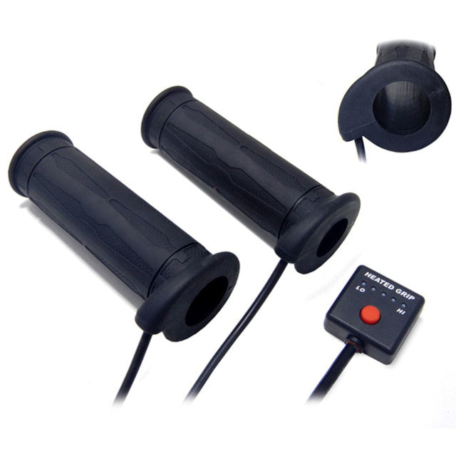 Puños calefactables 7/8" + 1" con interruptor externo largo 130mm Koso - negro