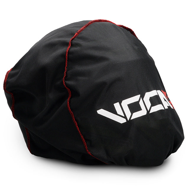 Bolsa casco integral Voca Bestia negro con logo blanco y costura roja
