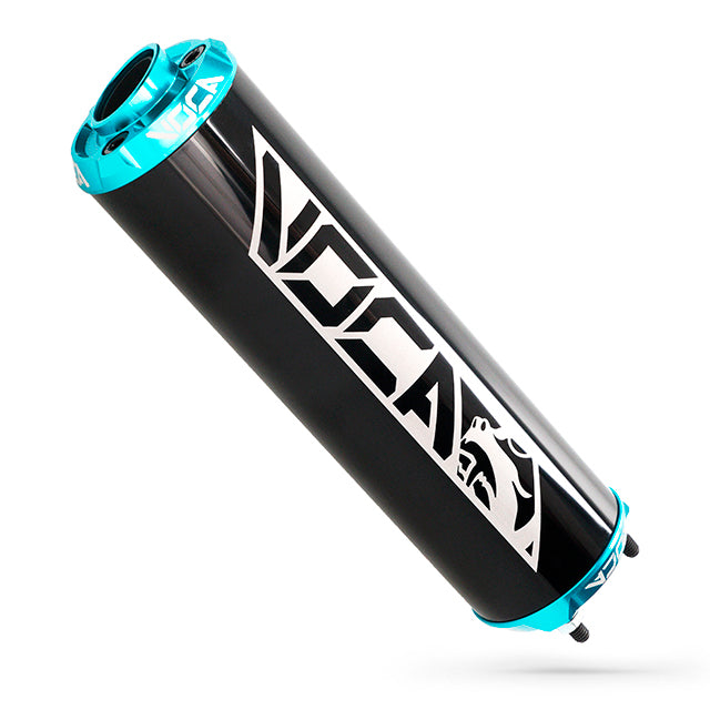 Silenciador VOCA Aluminio CNC negro - cazoleta azul cyan