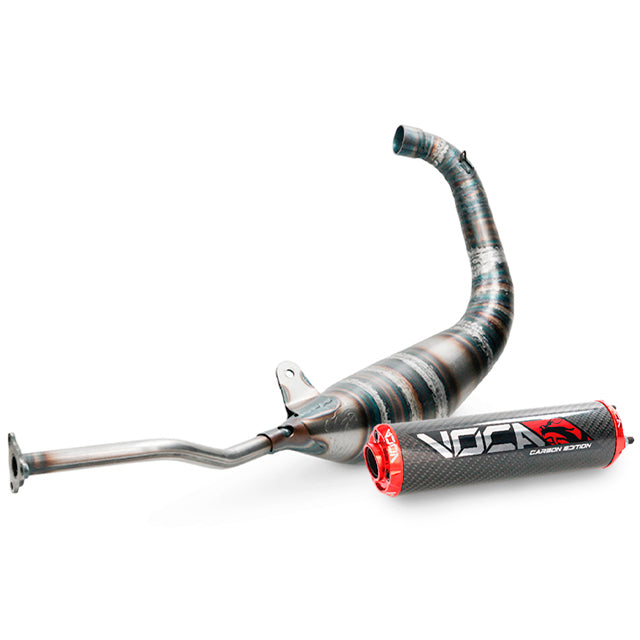 Escape Yamaha TZR >2003 / Aprilia RS 1999-2004 Racing Carbon 80cc Voca salida abajo - silenciador cazoleta roja