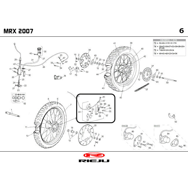 Pinza de freno delantera Rieju RR / RRX / SMX / Spike 50
