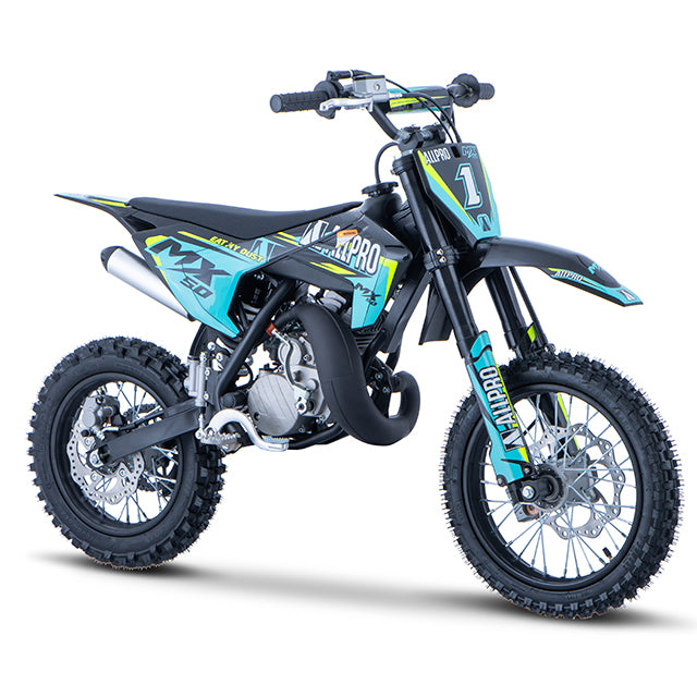 Pitbike infantil Minicross 50cc MX 2T AC llanta 14/12 AllPro - Azul
