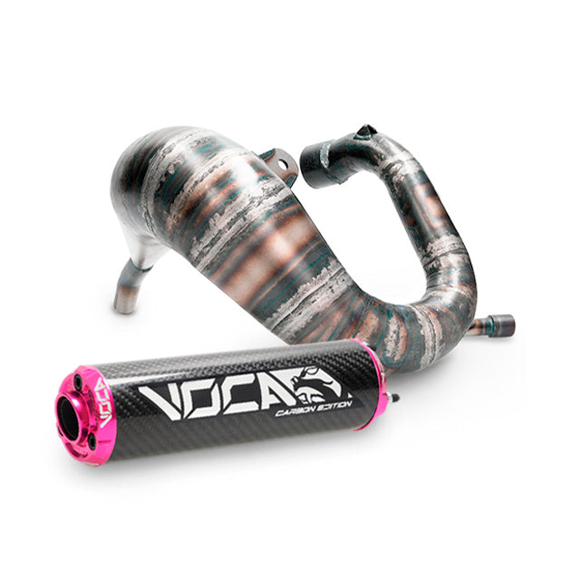 Escape Derbi DRD Pro Cross Carbon 80 VOCA Racing - silenciador cazoleta rosa