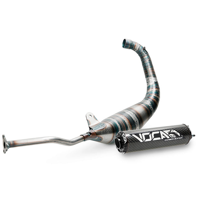 Escape Yamaha TZR >2003 / Aprilia RS 1999-2004 Racing Carbon 80cc Voca salida abajo - silenciador cazoleta negro