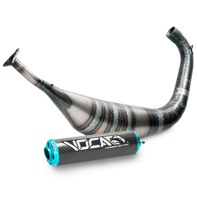 Escape HM Moto Cre Derapage Six SM Carbon Racing 70/80cc VOCA - silenciador cazoleta azul cyan