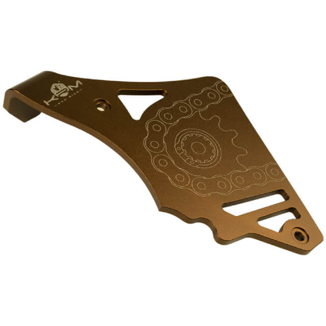 Tapa cubre piñón con tirante Minarelli AM6 aluminio KRM - bronce