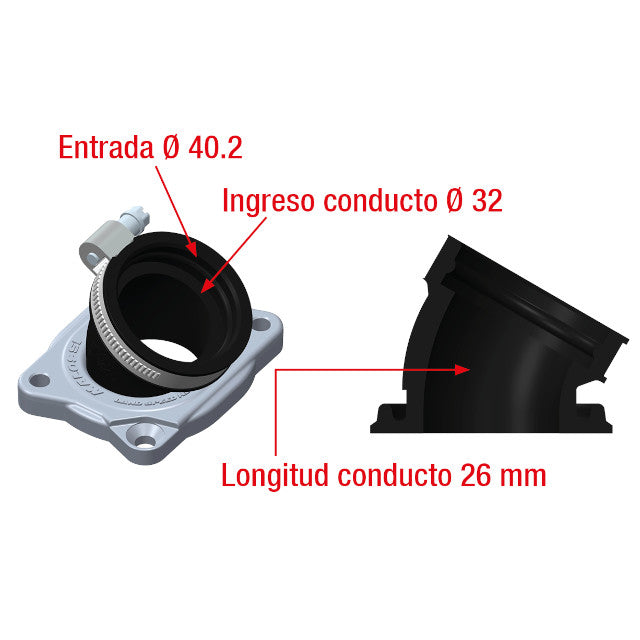 Tobera de admisión Minarelli AM6 d.40mm 360º Malossi