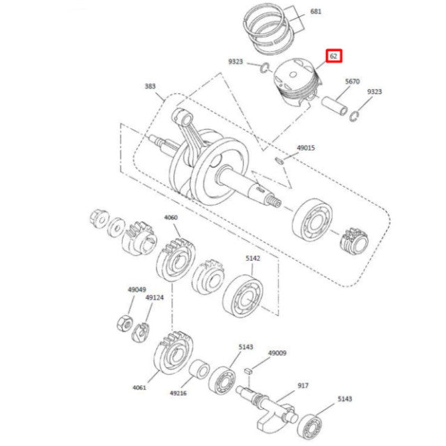 Pistón d=52mm Rieju Marathon 125 22-24
