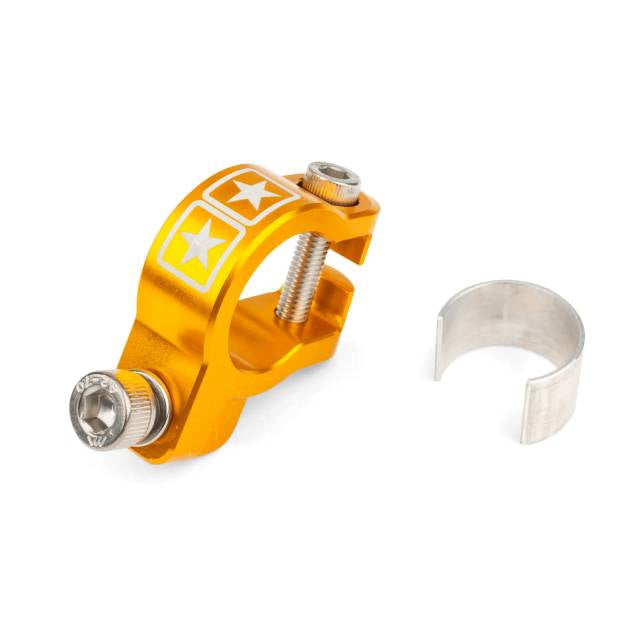 Abrazadera colector de escape aluminio CNC Stage6 - amarillo