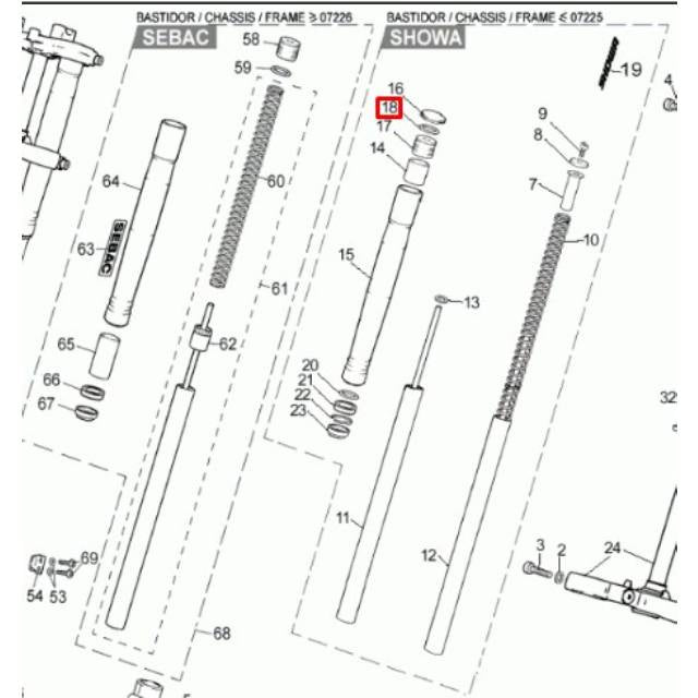 Junta tórica horquilla Showa Rieju MRX/SMX 50 / RS2/3 50-125