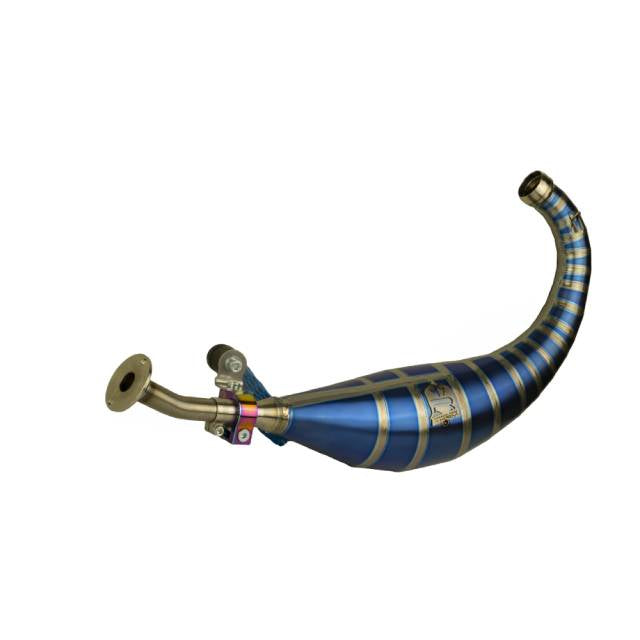 Bufanda de escape titanio azul KRM Derbi 100-115cc