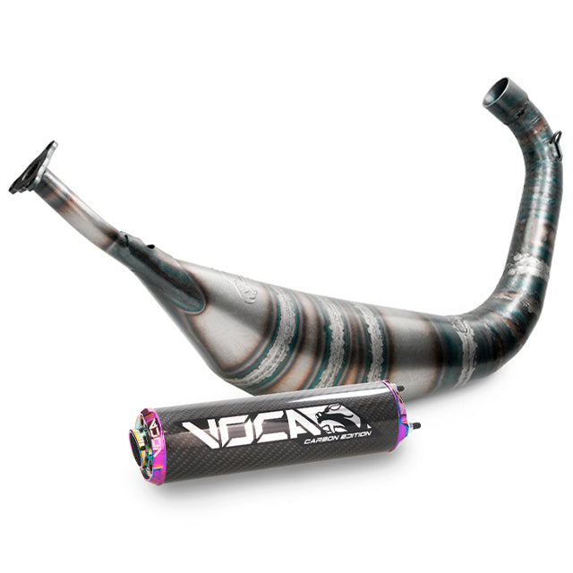 Escape HM Moto Cre Derapage Six SM Carbon Racing 70/80cc VOCA - silenciador cazoleta neocromado