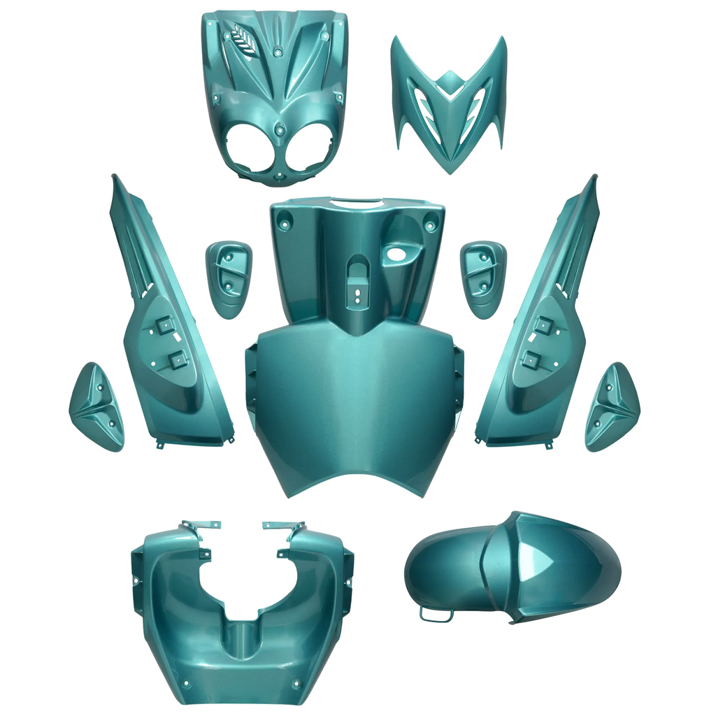 Kit carenados Yamaha Slider / MBK Stunt 11 piezas AllPro - turquesa metalizado