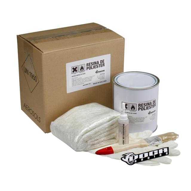 Kit fibra de vidrio VOCA Style, incluye fibra, resina, activador, pincel y guantes
