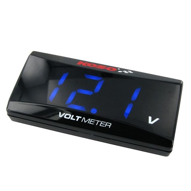 VOLTImetro Koso, SUPER SLIM (DC 8.0~18.0 V),  56.4 x 27 x 11mm, iluminado azul