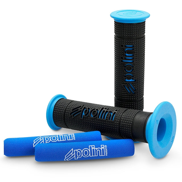 Puños Polini BIG EVOLUTION Bi-Color (set), incluye funda de maneta, mini-cross, universal - negro-azul