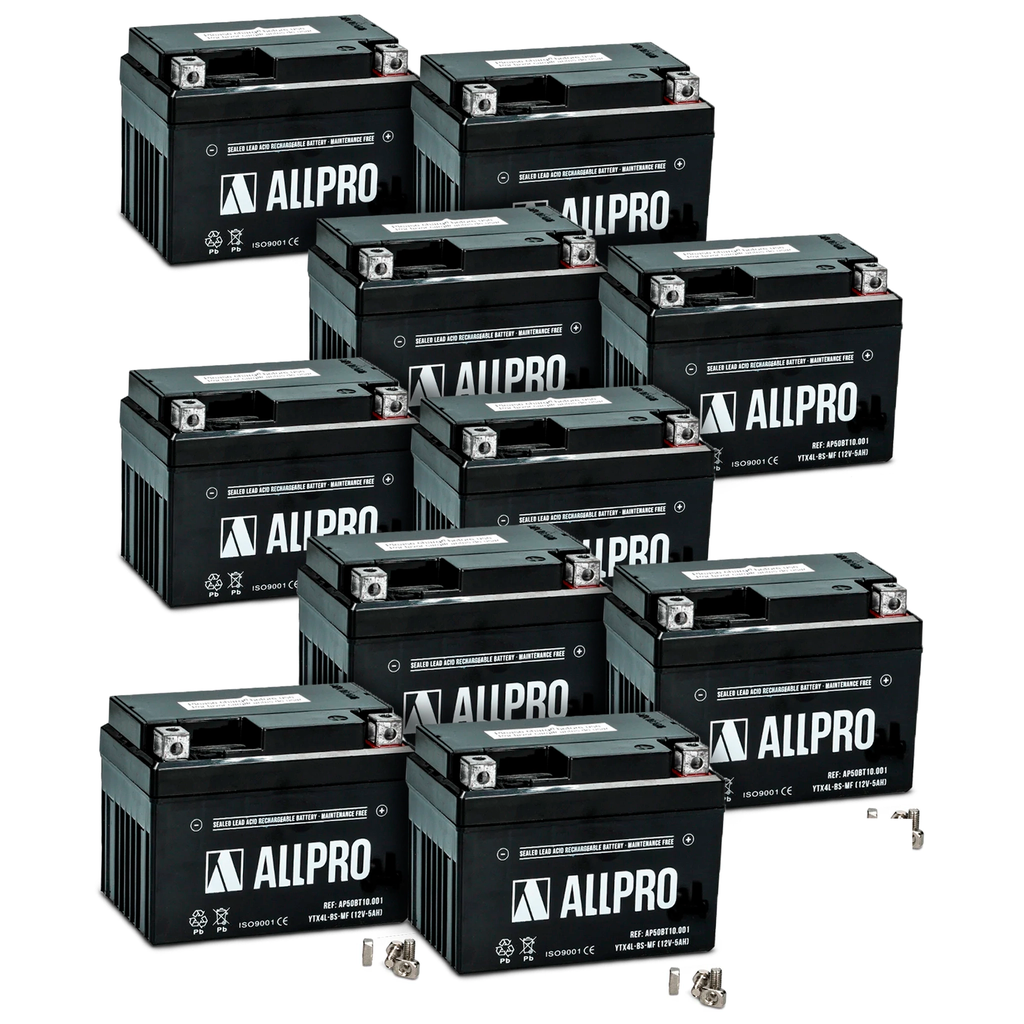 Caja de 10 baterías YTX4L-BS Sellada Allpro