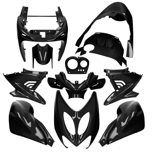 Carenados Yamaha Aerox / MBK Nitro hasta 2013 11 piezas AllPro negro mate
