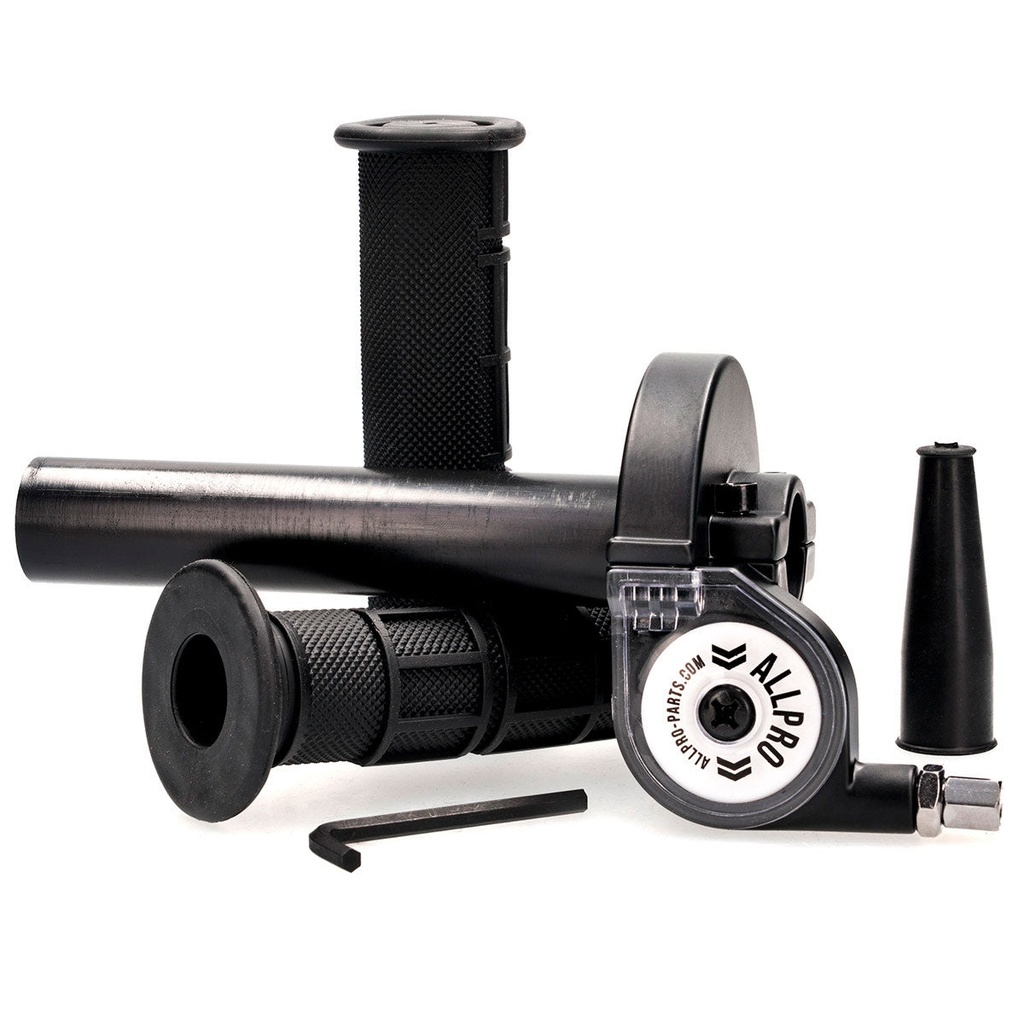 Mando de gas negro universal con puños 148º horizontal Allpro